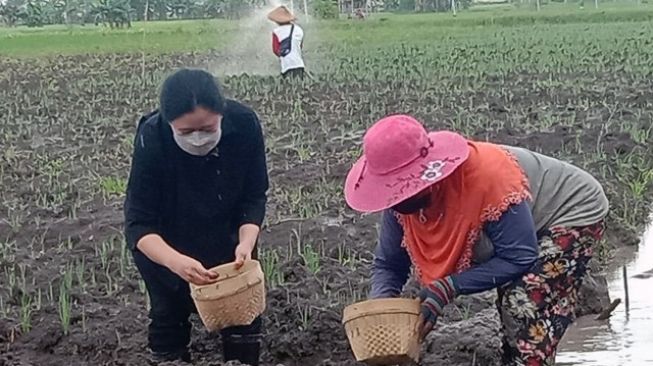 Puan Maharani bersama petani. (Foto: Sekretariat DPR RI)