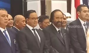 Anies Baswedan dan Surya Paloh, NasDem Resmi mengusung Anies jadi Bacapres NasDem. (Foto: Suara.com/Bagaskara)