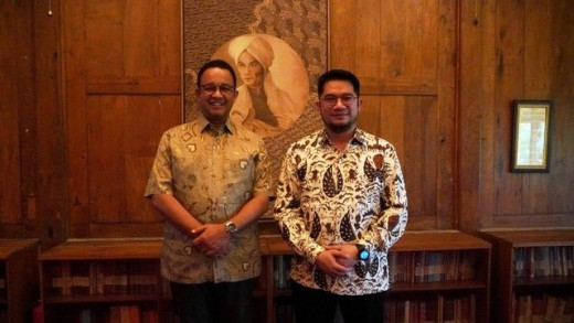 Anies Baswedan bertemu Ketum Partai Ummat Ridho Rahmadi di Pendopo Anies Baswedan, Lebak Bulus, Jakarta Selatan, Jumat (3/2/2023) sore. (Foto: Dok. Partai Ummat)