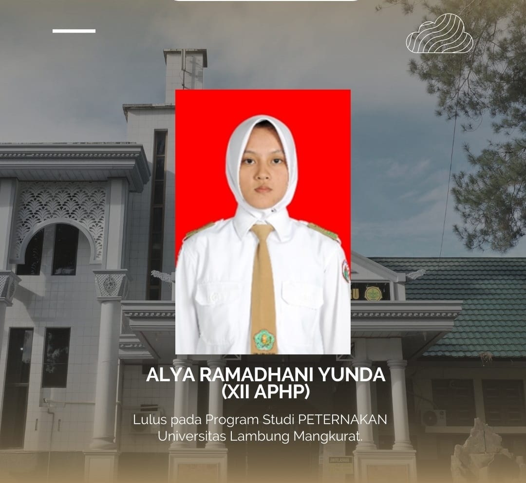 Alya Ramadhani Yunda, salah satu siswa SMK PP Negeri Banjarbaru yang lulus pada program studi peternakan Univversitas Lambung Mangkurat. (Foto: Tim Ekspos SMK PP Negeri Banjarbaru/Katajari.com)