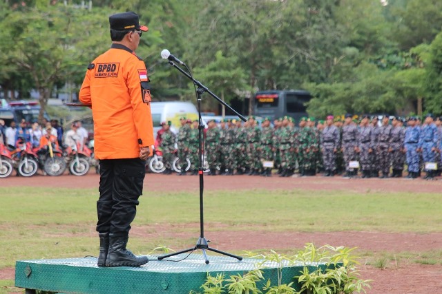 Hari Kesiapsiagaan Bencana Tahun 2023, di lapangan Pondok Pesantren Darul Hijrah Putera Cindai Alus, Martapura, Rabu (3/5/2023) sore. (Foto: Kominfo Kabupaten Banjar/Katajari.com)