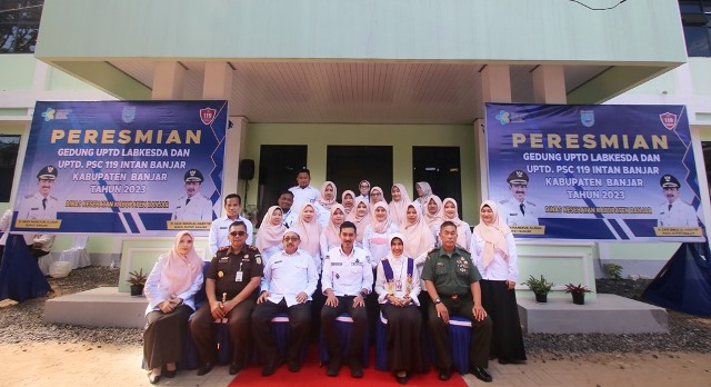 Peresmian Gedung Unit Pelaksana Teknis Daerah (UPTD) Laboratorium Kesehatan Daerah (Labkesda) dan Public Safety Center (PSC) 119 Intan Banjar, di Komplek Pangeran Antasari Kelurahan Jawa, Martapura Kabupaten Banjar, Rabu (12/7/2023) pagi. (Foto: Kominfo Kabupaten Banjar/Katajari.com)