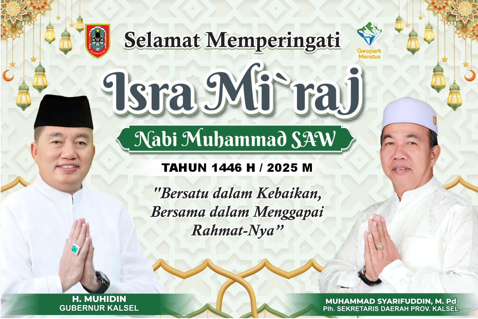 Gubernur Kalsel H Muhidin Selamat Memperingati Isra Miraj Nabi Muhammad SAW 1446 Hijriah