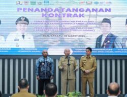 Penandatangan Kontrak Pembangunan Jembatan Penghubung Daratan Kalimantan ke Pulau Laut, Gubernur Muhidin: Kontraktor Segera Lakukan Pengerjaan