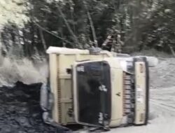 Truk Batubara Mengalami Kecelakaan di Desa Biih