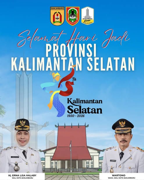 Hj Erna Lisa Halaby & Wartono Mengucapkan Selamat Hari Jadi ke-76 Provinsi Kalimantan Selatan 14 Agustus 2026