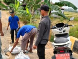 Tingkatkan Akses Masyarakat,  Aparat Desa Pematang Baru dan Warga Perbaiki Jalan